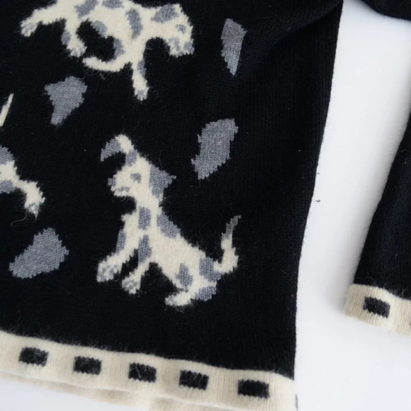 Vintage Basta Black & Cream Dogs Knit 47% Wool Crewneck Sweater Size Medium - Picture 6 of 12